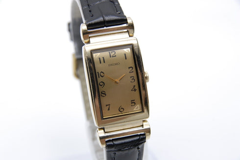 【 EXC+5 】 Vintage Seiko 1220-5270 Gold Dial Quartz Men's Wrist Watch from JAPAN